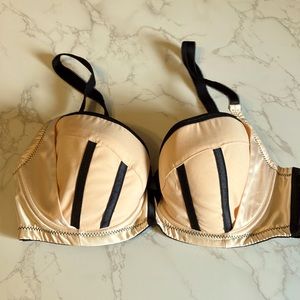 Parfait Nude and Black lined underwire bra 34DD
